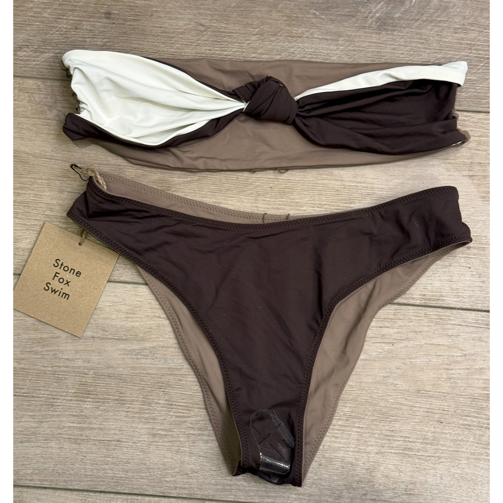 STONE FOX REVERSIBLE LELE BIKINI TOP ZOLA BOTTOMS SWIMSUIT SET FREE PEOPLE SZ M - Picture 4 of 7